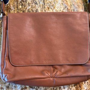 Coach Leather Computer Messenger Bag Camel Color